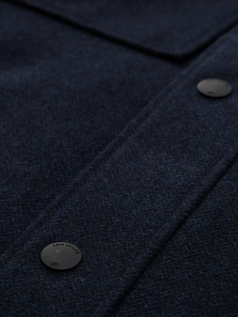 2 in 1 wool jacket, blue small herringbone