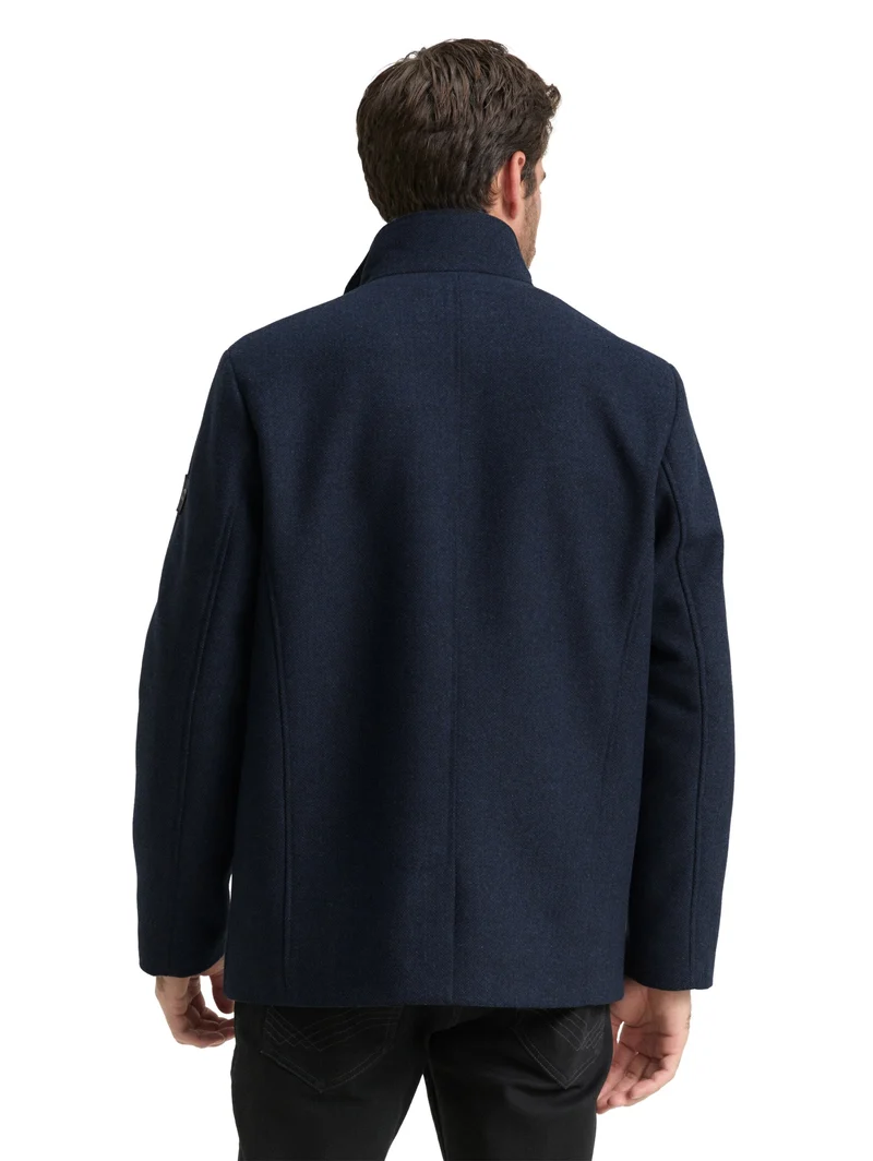 2 in 1 wool jacket, blue small herringbone