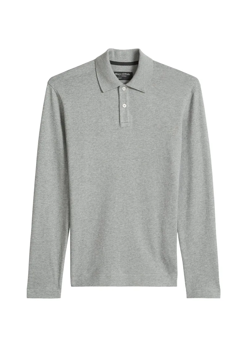 Polo, long sleeve, set in sleeve, r, grey melange