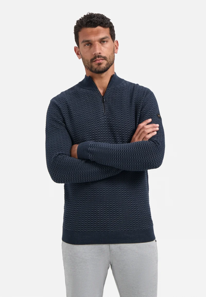 Pullover Half Zip Jacquard Plated, Night