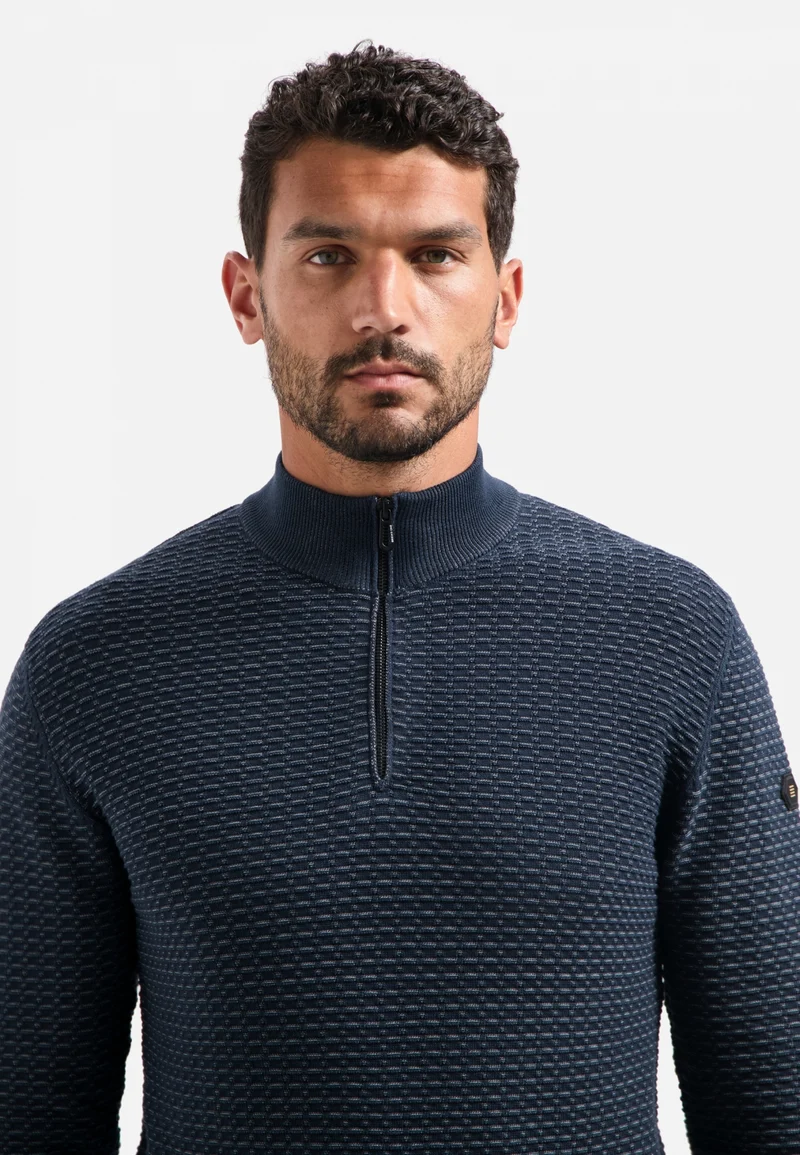 Pullover Half Zip Jacquard Plated, Night