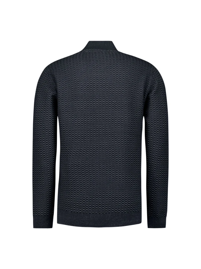 Pullover Half Zip Jacquard Plated, Night
