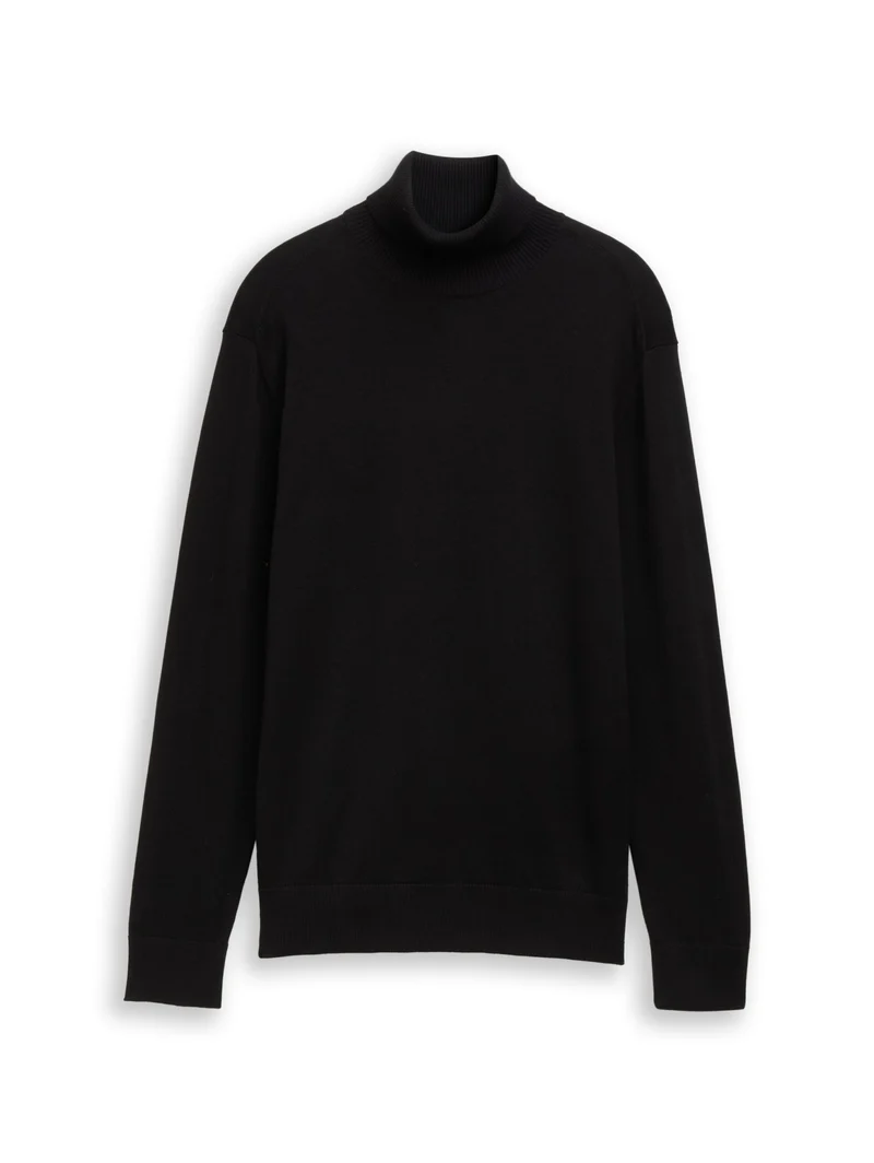 basic turtleneck knit, Black