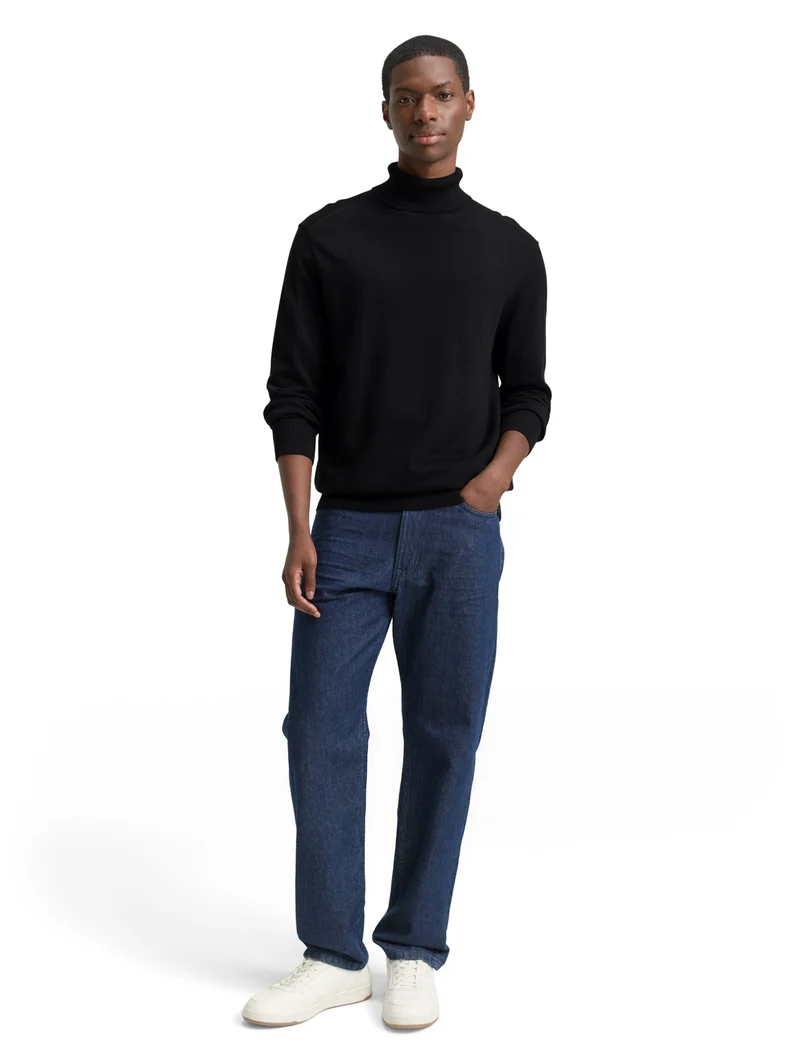 basic turtleneck knit, Black