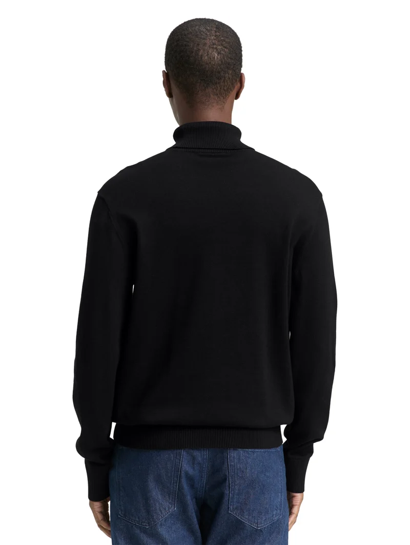 basic turtleneck knit, Black