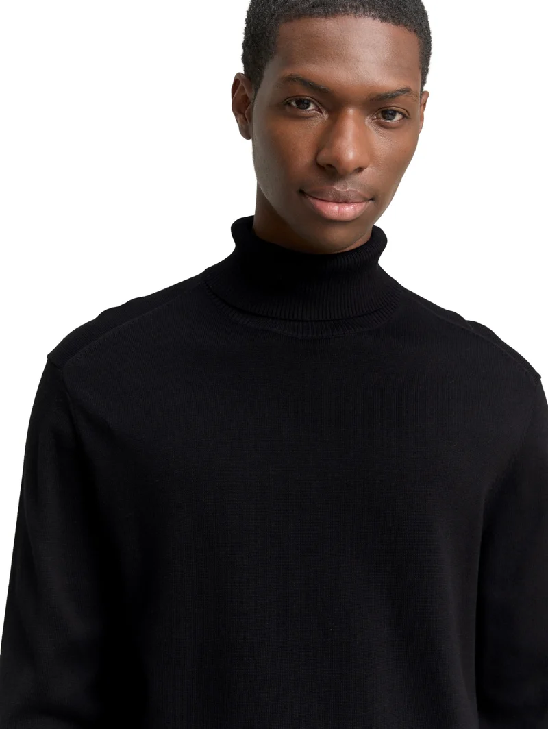 basic turtleneck knit, Black