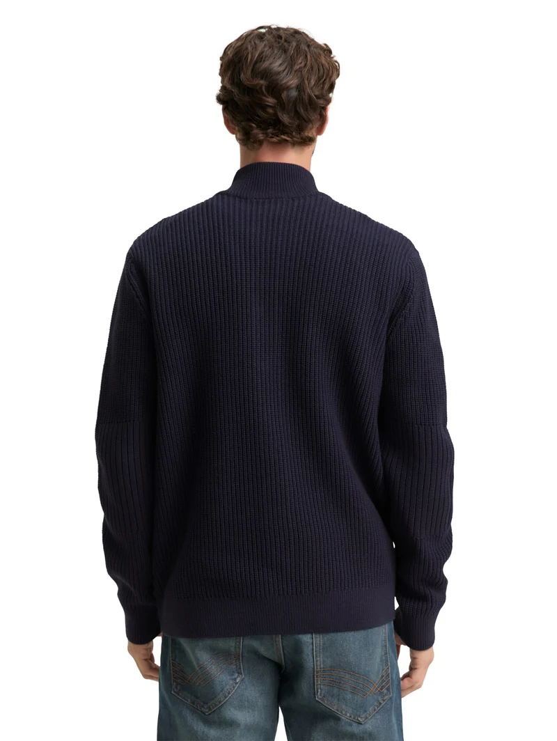 knitted rib jacket, sky captain blue