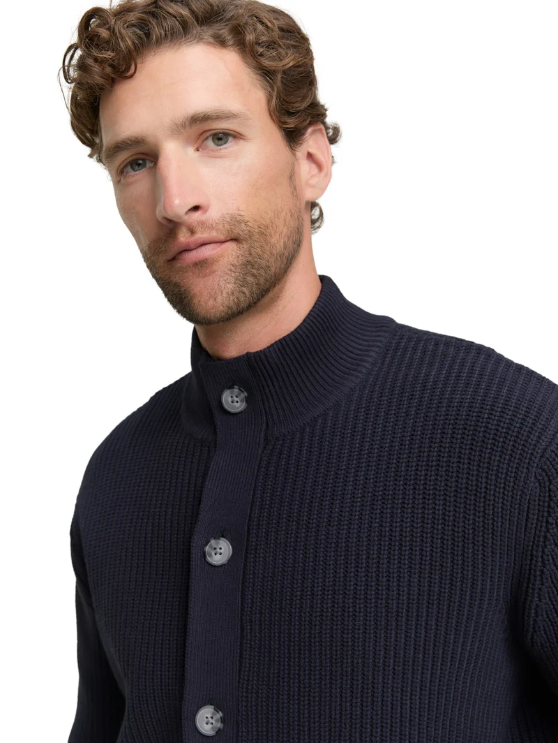 knitted rib jacket, sky captain blue