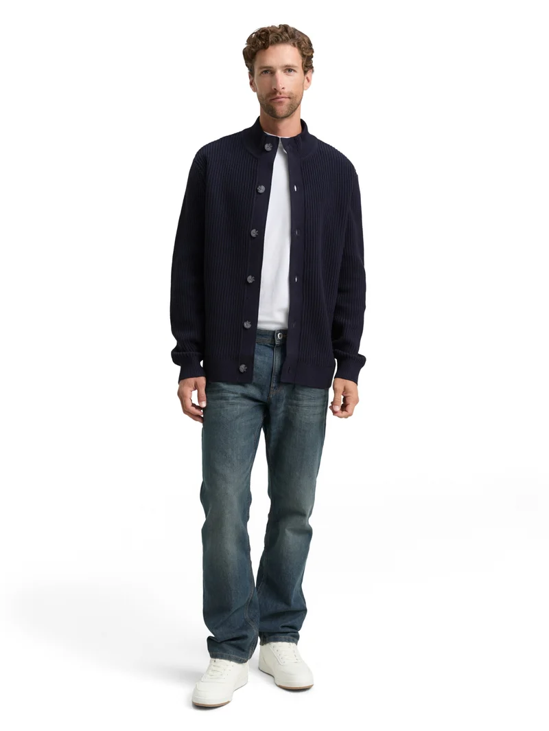knitted rib jacket, sky captain blue