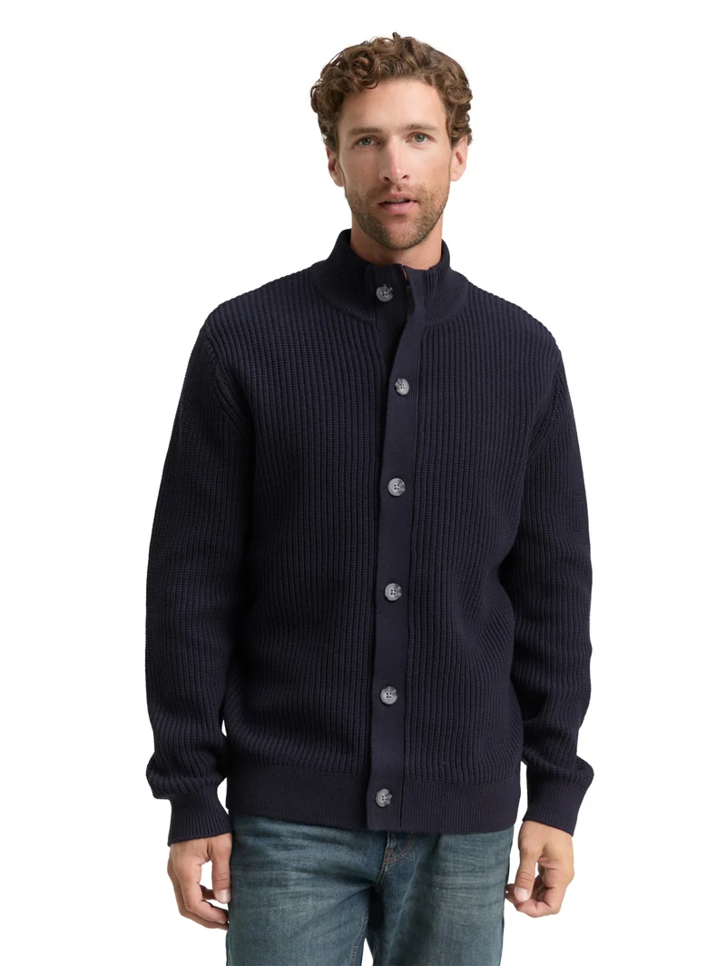 knitted rib jacket, sky captain blue