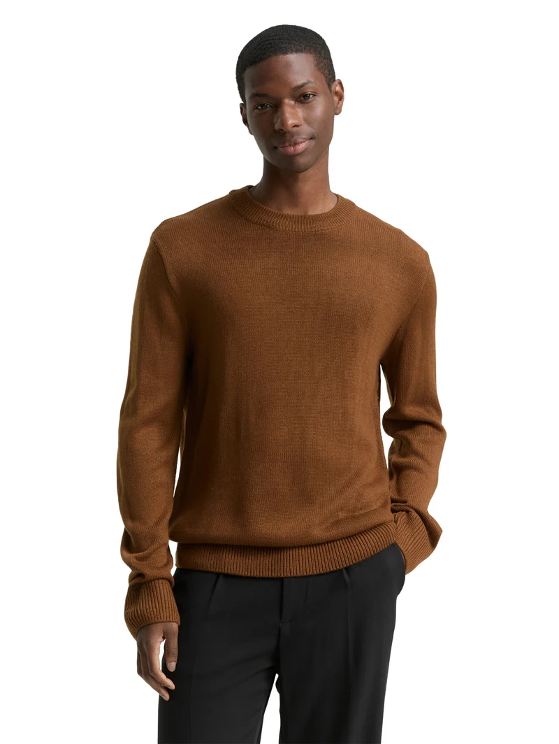 basic crew neck knit, Golden Clay