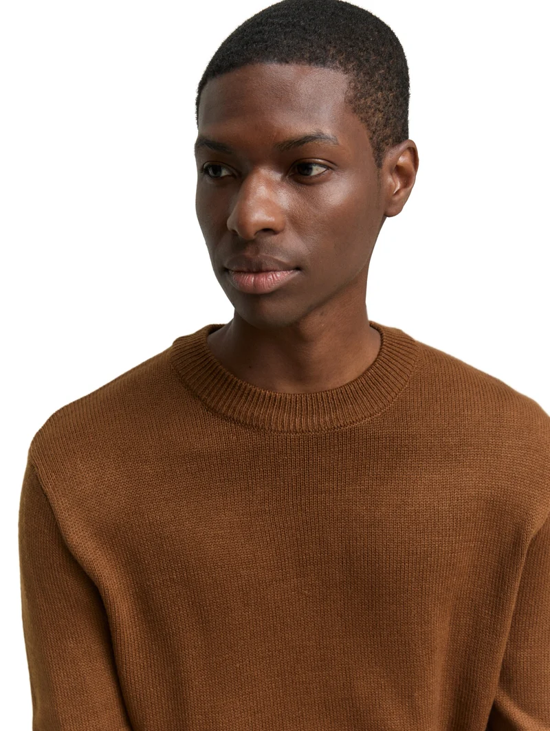 basic crew neck knit, Golden Clay
