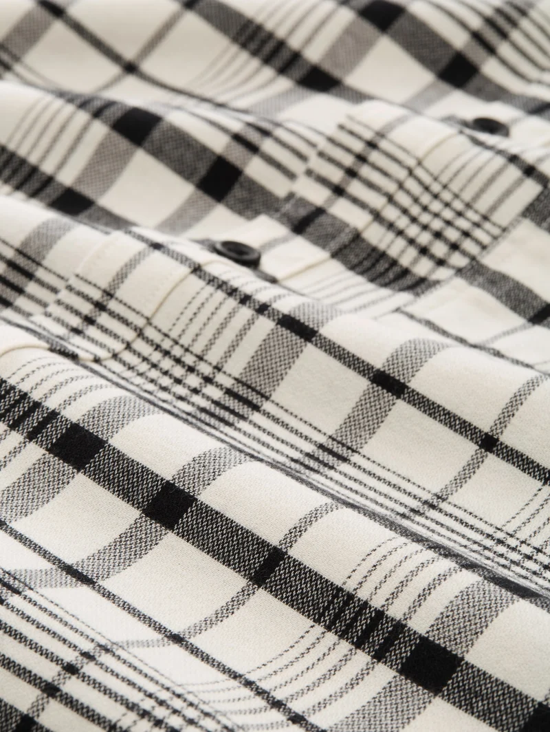 relaxed checked shirt, greyish white black check