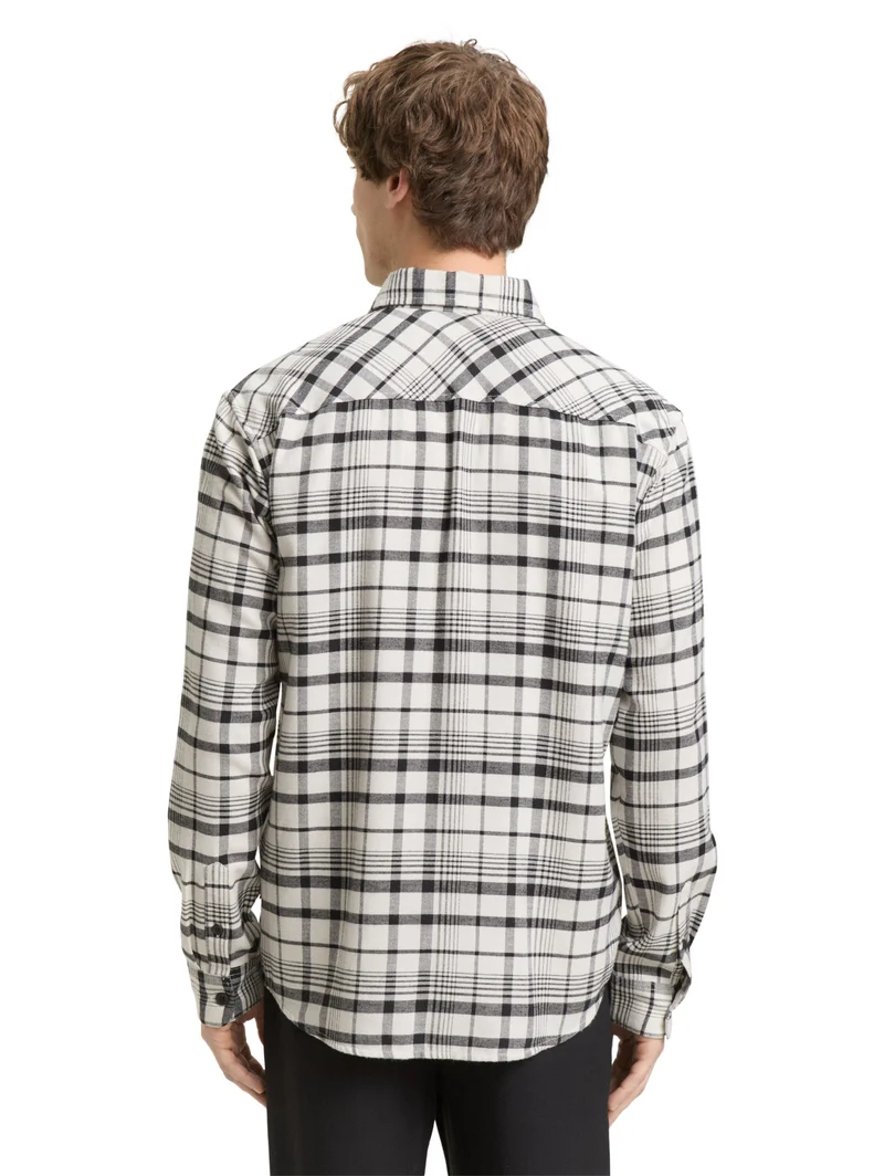 relaxed checked shirt, greyish white black check