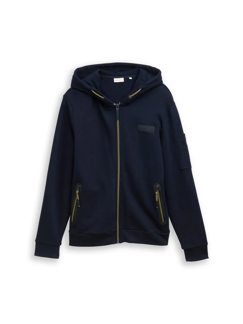 detailed hoodie sweatjacket, sky captain blue