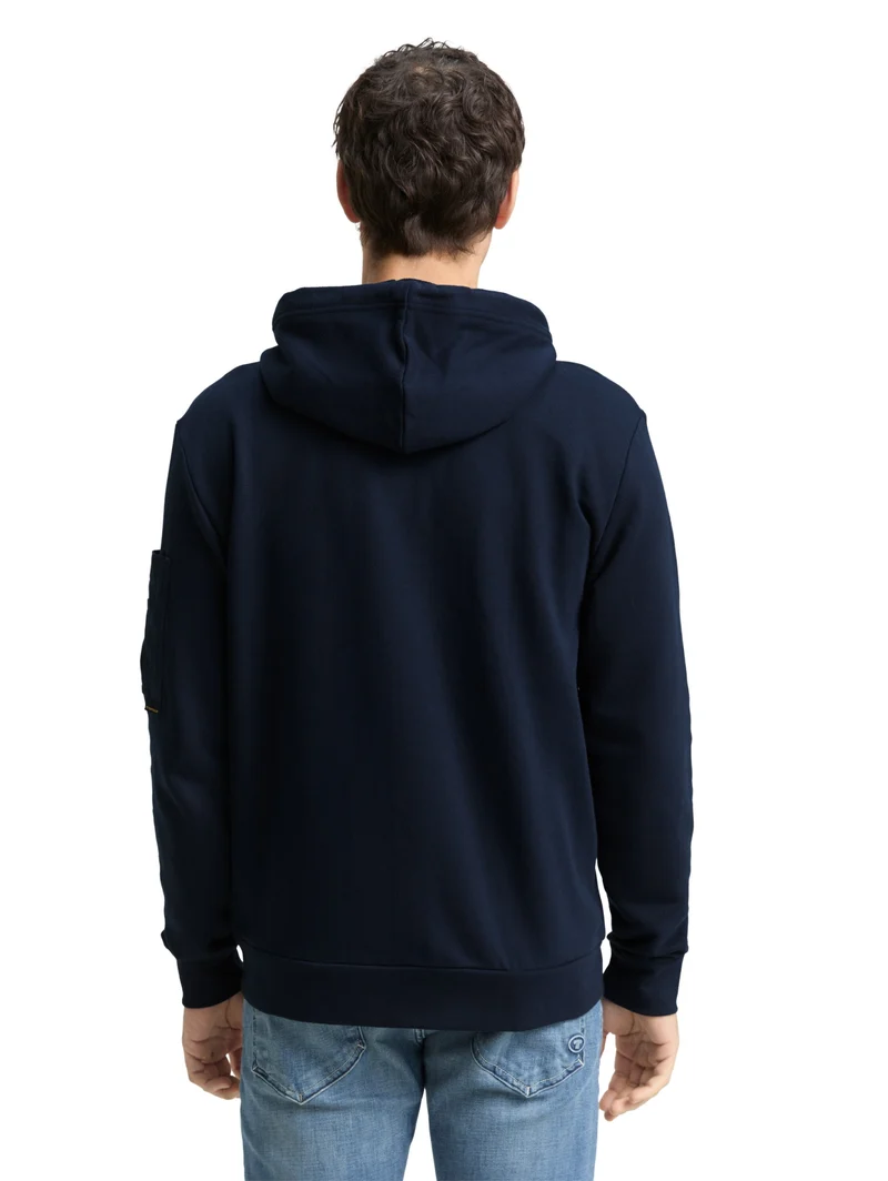 detailed hoodie sweatjacket, sky captain blue