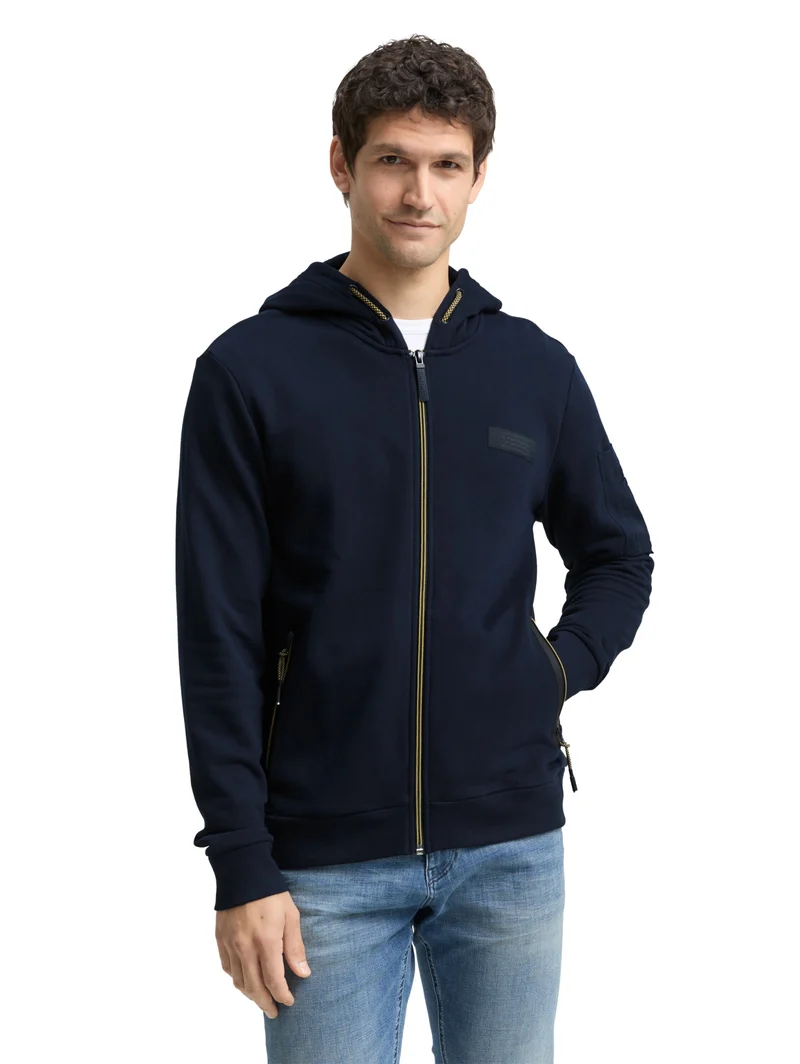 detailed hoodie sweatjacket, sky captain blue