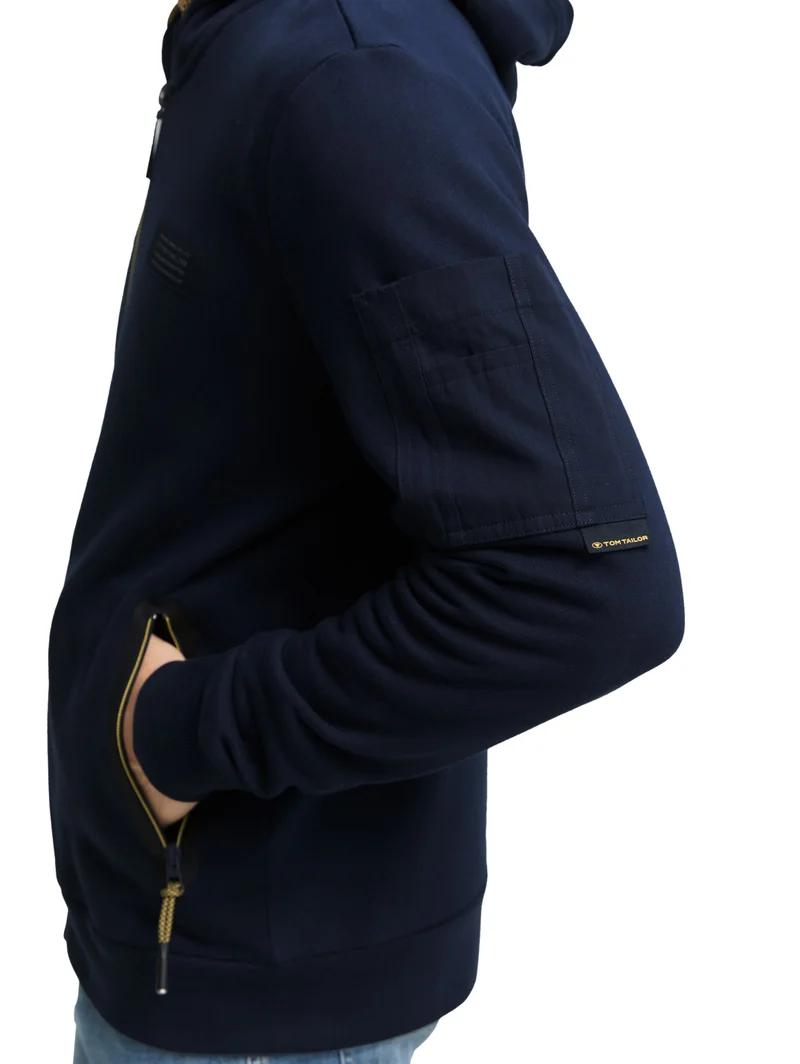detailed hoodie sweatjacket, sky captain blue