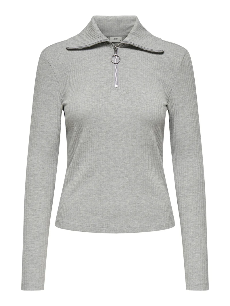 JDYEFFI L/S HALF ZIP TOP JRS, Light Grey Melange