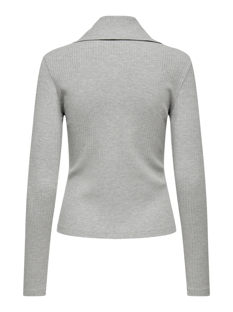 JDYEFFI L/S HALF ZIP TOP JRS, Light Grey Melange