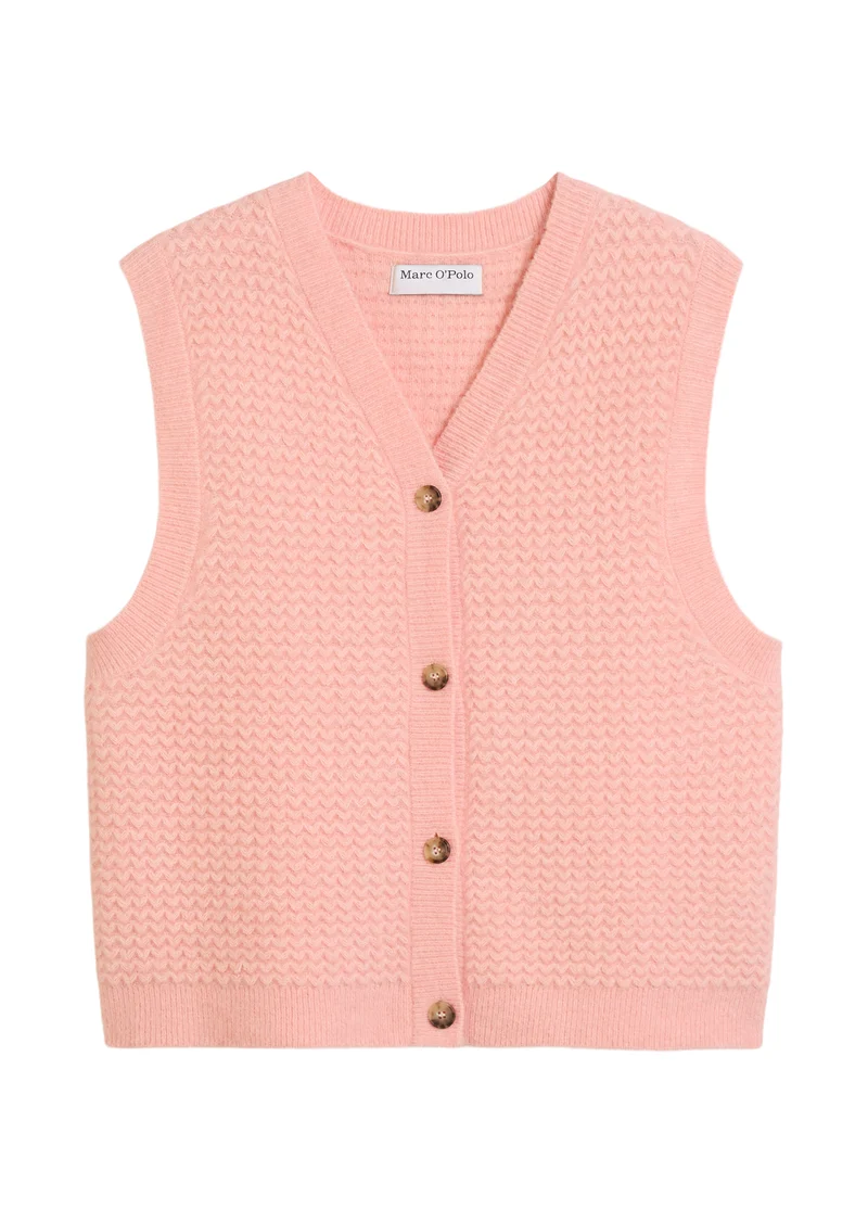 Knit Pullunder, Sleeveless, Buttons, Rose Powder