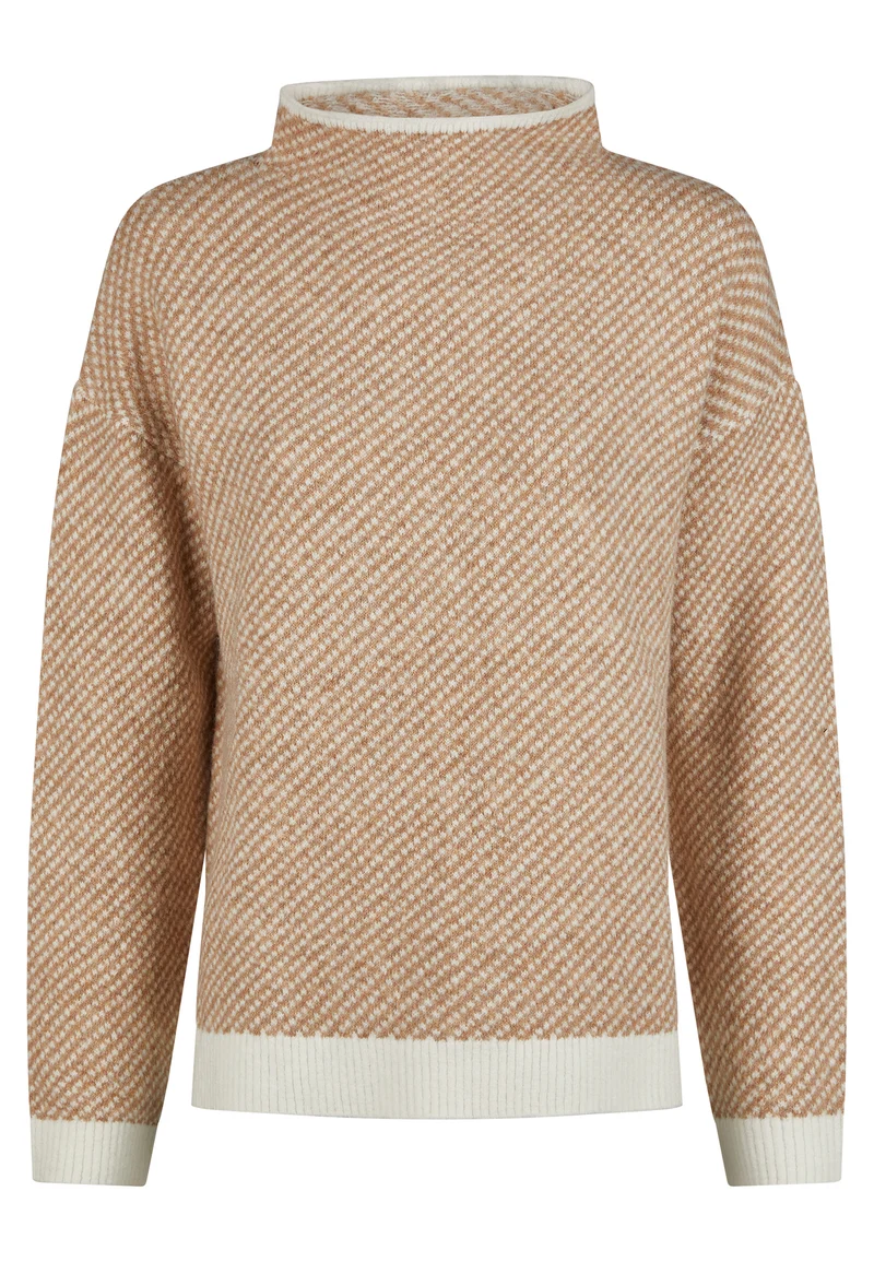 SWEATER, LT CAMEL BEIGE STRIPE