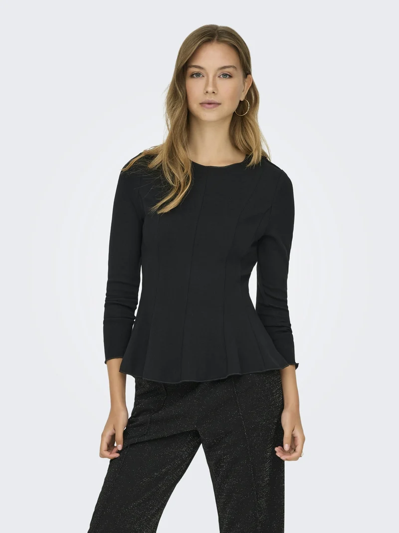 ONLKENYA L/S PEPLUM TOP JRS, Black