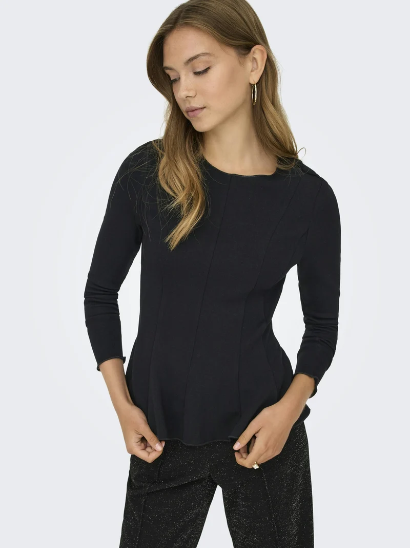 ONLKENYA L/S PEPLUM TOP JRS, Black