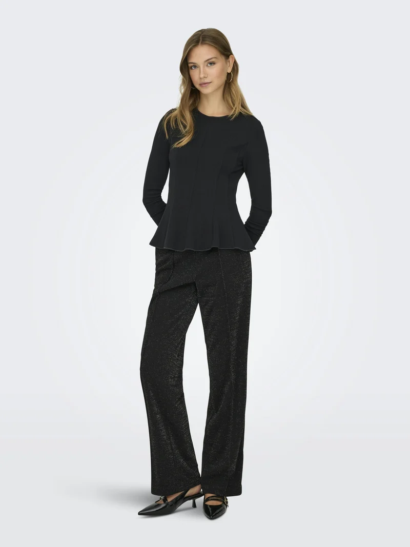 ONLKENYA L/S PEPLUM TOP JRS, Black