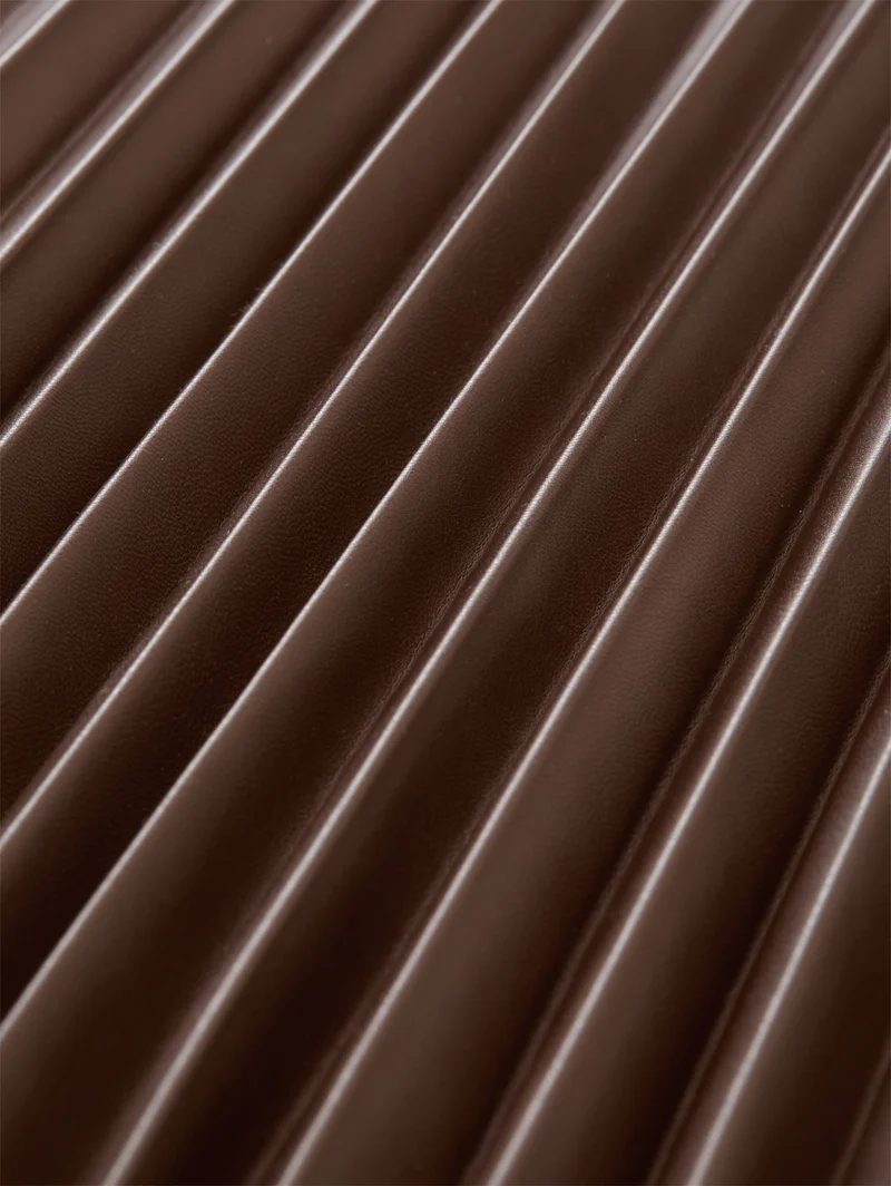 skirt plissee fake leather, dark pecan brown