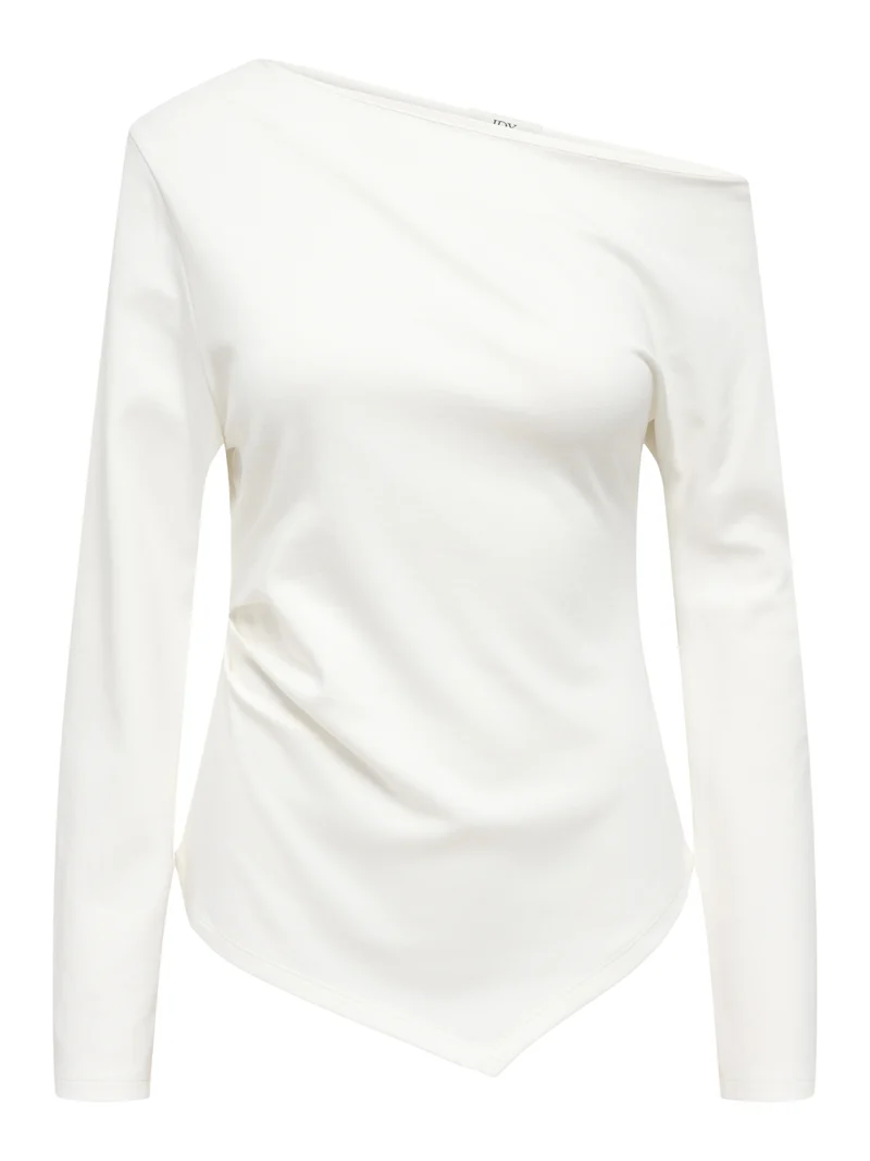 JDYCATIE L/S ASSYMETRIC TOP JRS, Cloud Dancer
