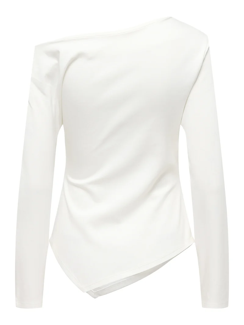 JDYCATIE L/S ASSYMETRIC TOP JRS, Cloud Dancer