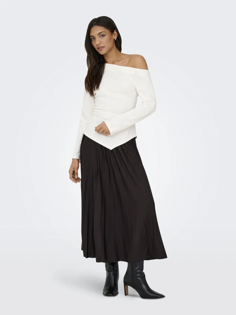 JDYCATIE L/S ASSYMETRIC TOP JRS, Cloud Dancer