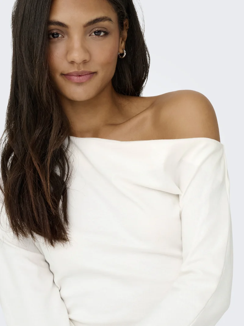 JDYCATIE L/S ASSYMETRIC TOP JRS, Cloud Dancer