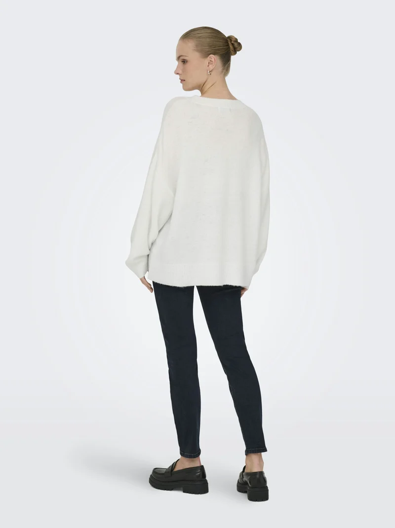 JDYSONJA L/S O-NECK PULLOVER KNT, Cloud Dancer/MELANGE