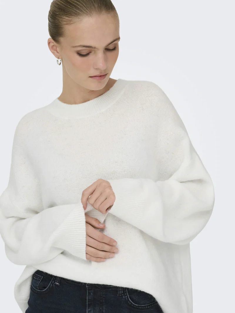 JDYSONJA L/S O-NECK PULLOVER KNT, Cloud Dancer/MELANGE