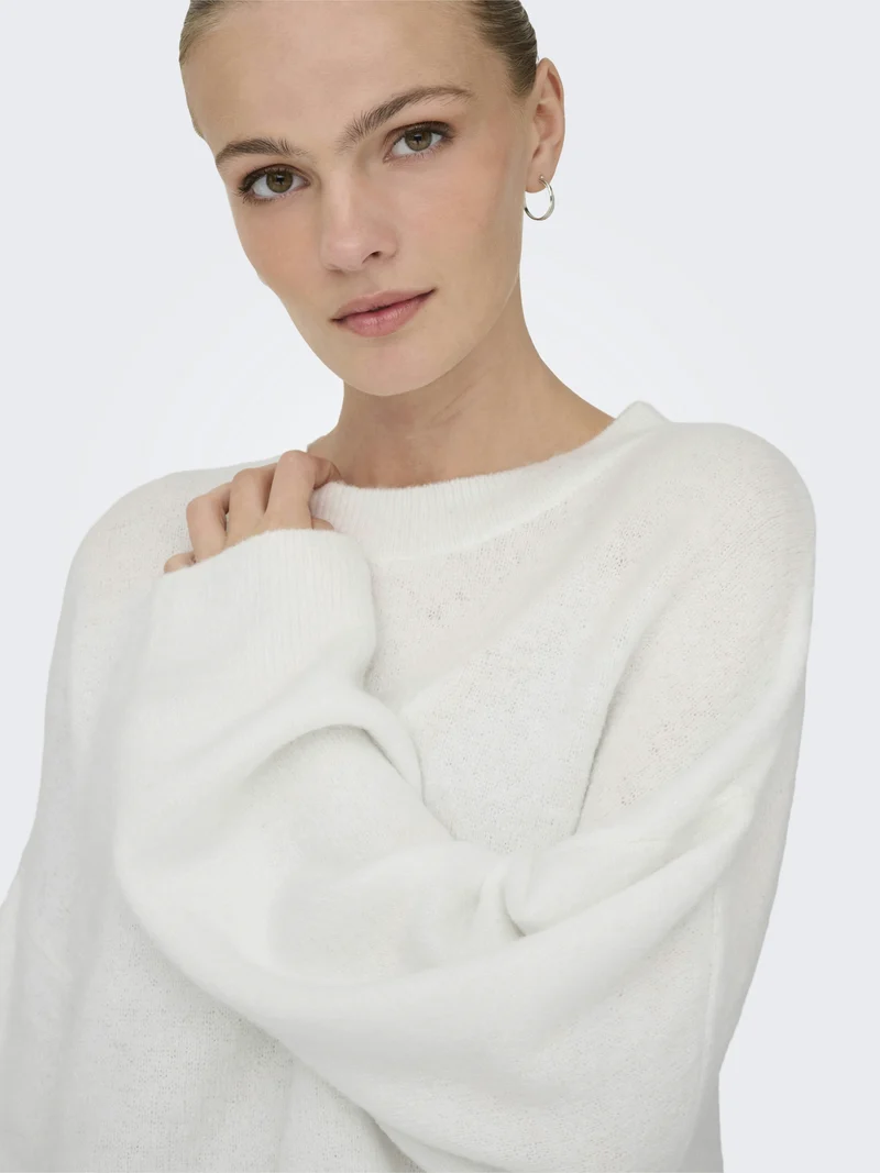 JDYSONJA L/S O-NECK PULLOVER KNT, Cloud Dancer/MELANGE