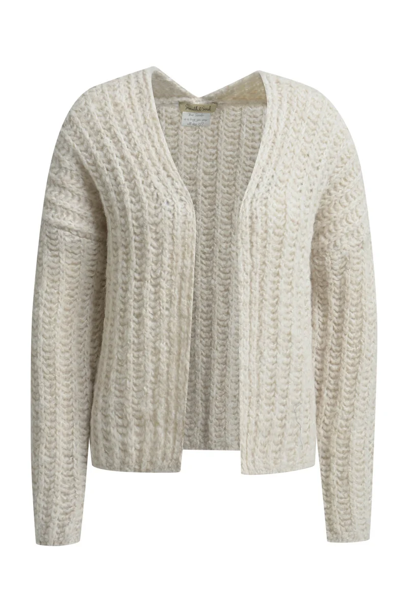 SHORT OPEN CARDIGAN, WOOL WHITE