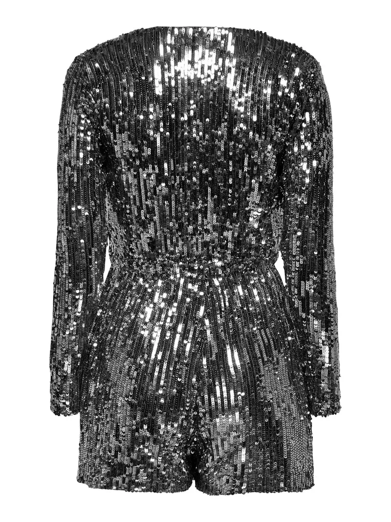 ONLAMABEL LS SEQUINS PLAYSUIT WVN, Black/SEQUNIS
