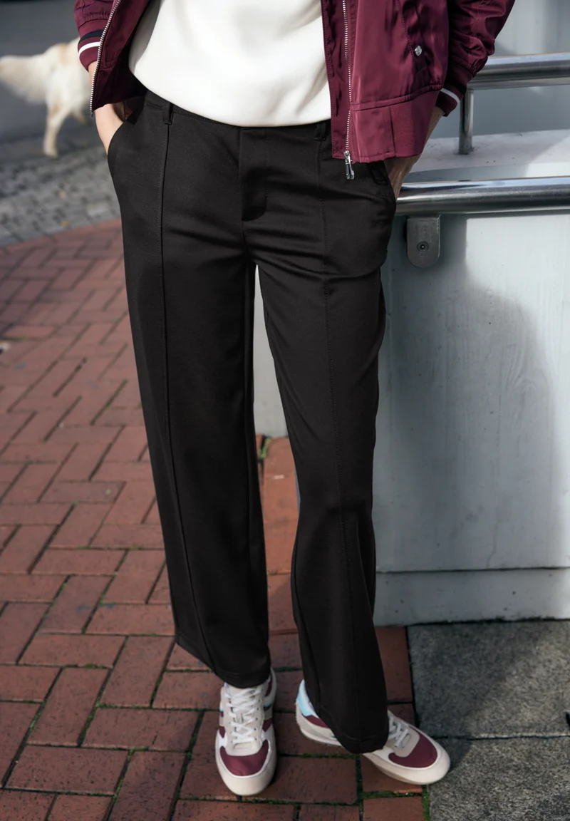 Studio_Wide leg Twill MW, Black
