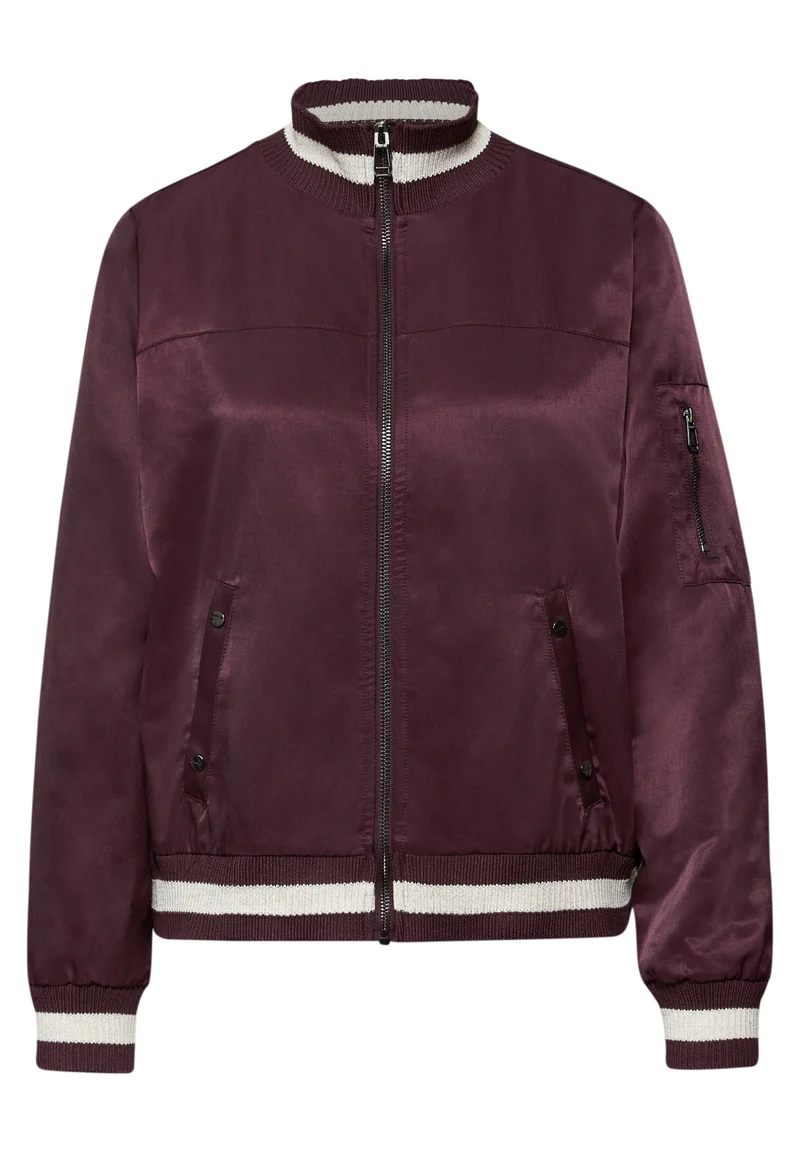 Satin Bomber Blouson Jkt w. Kn, jazz berry