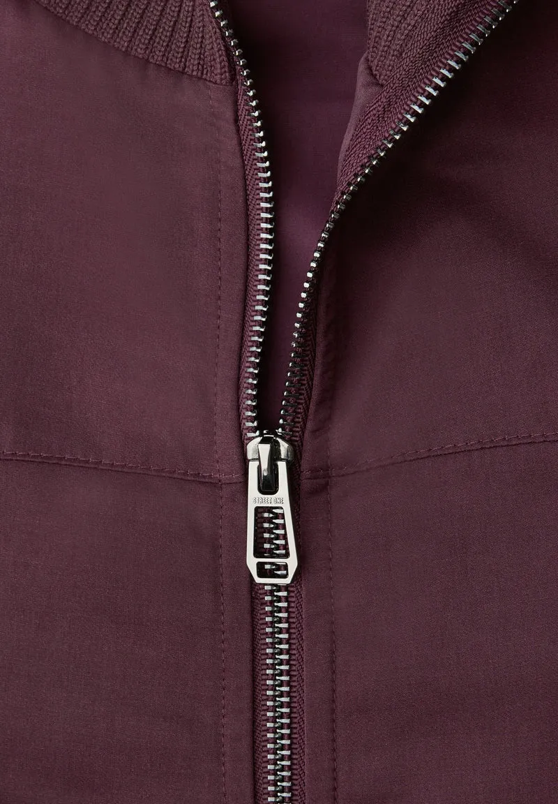 Satin Bomber Blouson Jkt w. Kn, jazz berry