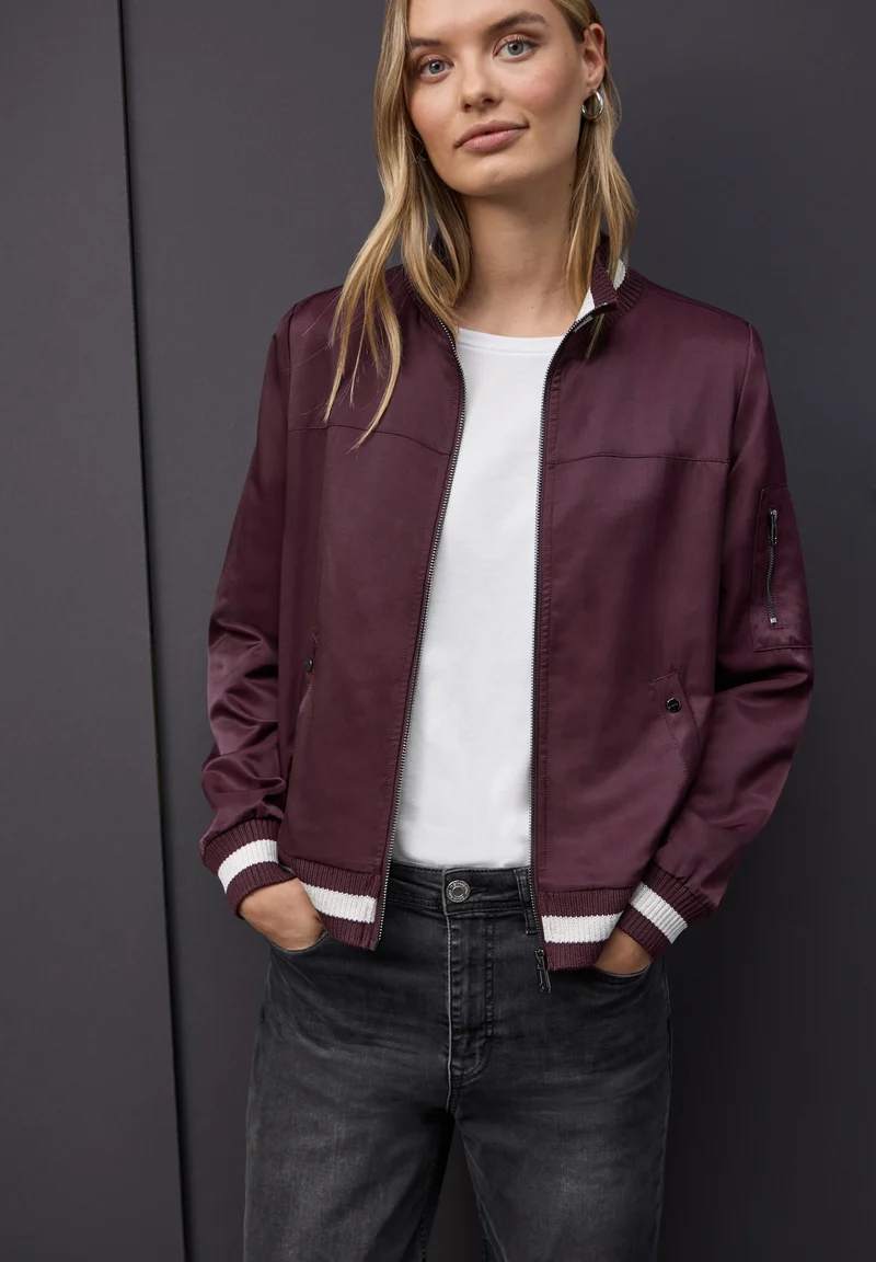 Satin Bomber Blouson Jkt w. Kn, jazz berry