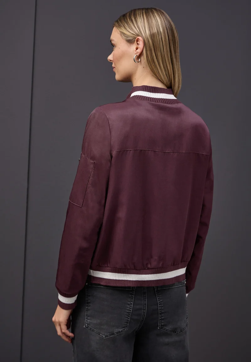 Satin Bomber Blouson Jkt w. Kn, jazz berry