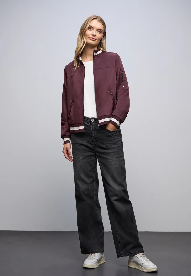 Satin Bomber Blouson Jkt w. Kn, jazz berry