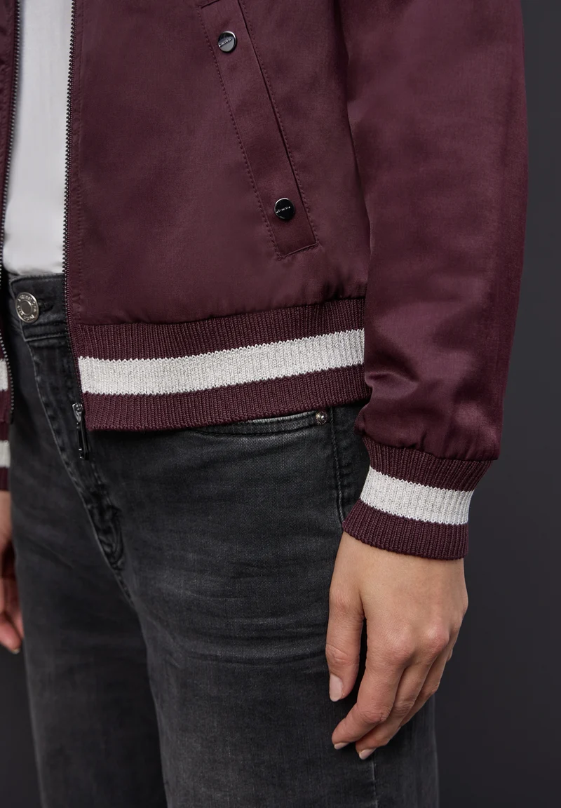 Satin Bomber Blouson Jkt w. Kn, jazz berry