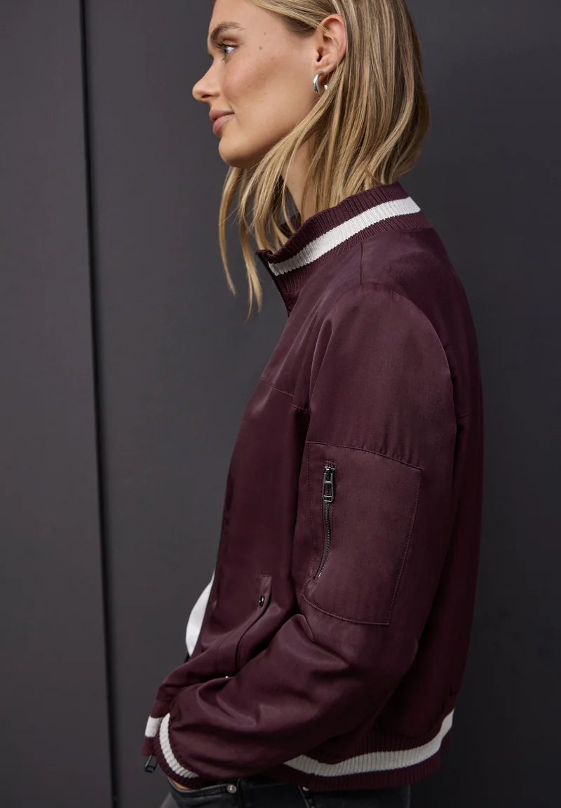 Satin Bomber Blouson Jkt w. Kn, jazz berry