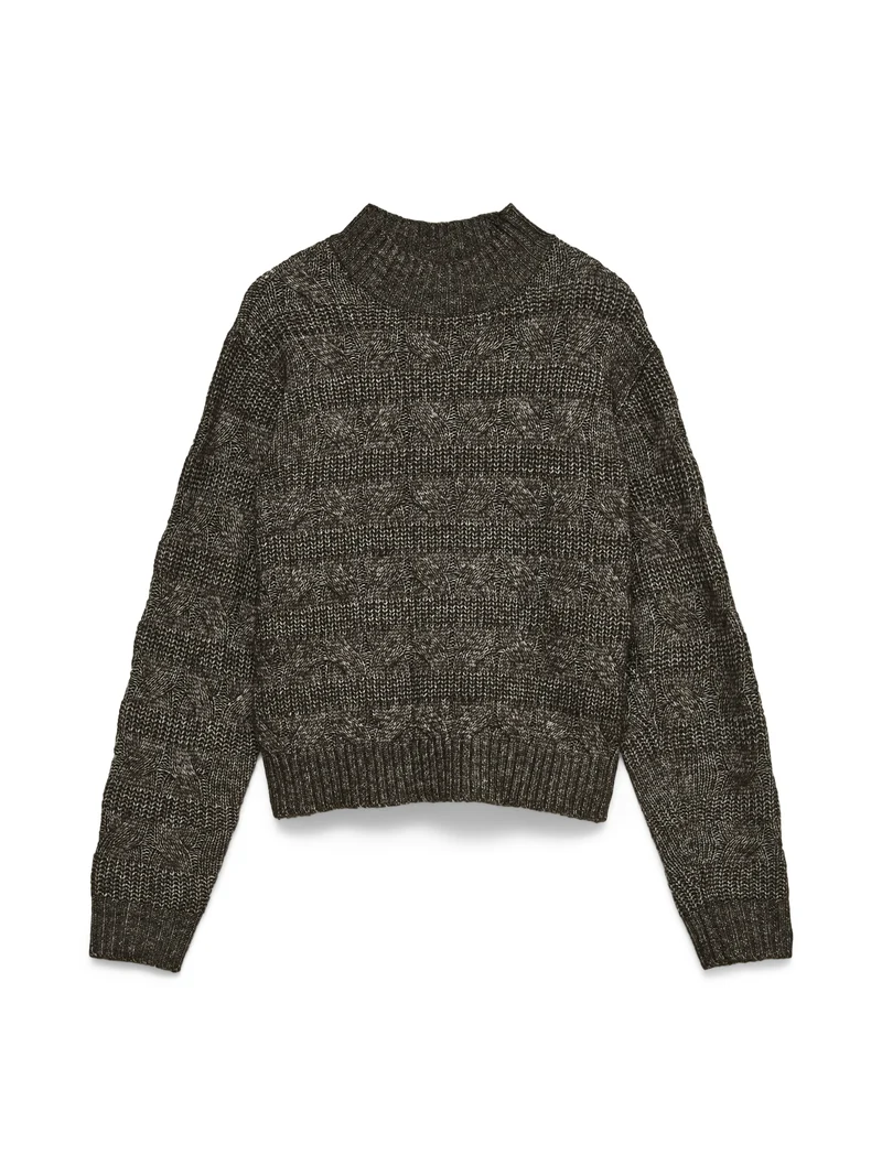 VMVIRGO LS HIGHNECK PULLOVER BF, Chocolate Torte/W. MELANGE