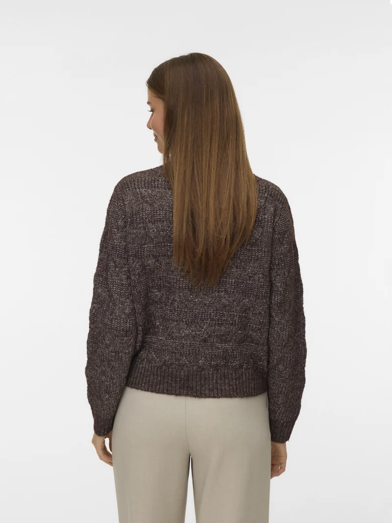 VMVIRGO LS HIGHNECK PULLOVER BF, Chocolate Torte/W. MELANGE