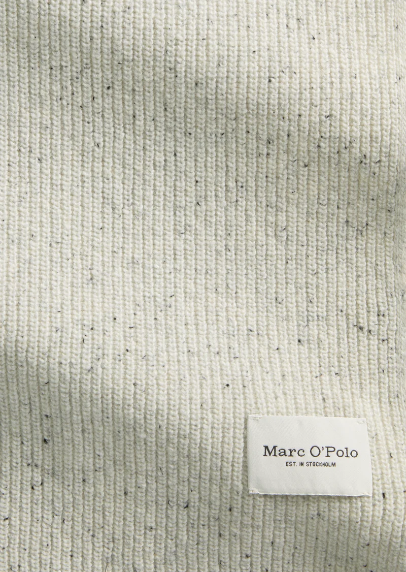Scarf, knitted, tweed, recycled fib, white cotton